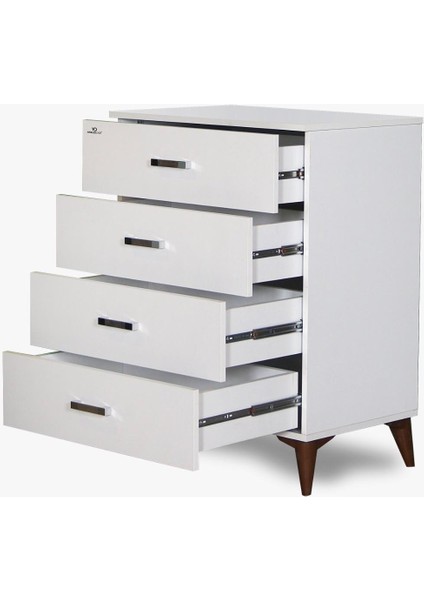 Şifonyer Derin 4 Çekmece Hard Beyaz Suntalem Kutuda Sevk El Yapım