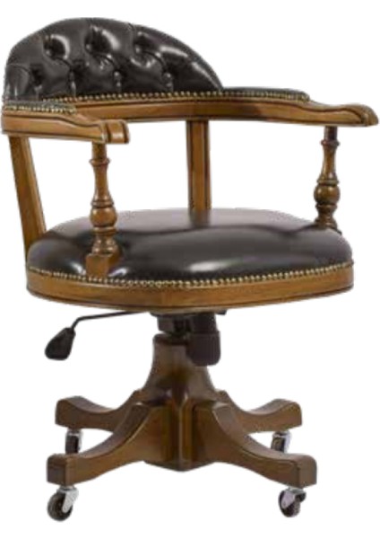 Sandalye ST Zus149 AMATSÖR Model Tam Kolçak Ayak Parlak Ceviz Suni Deri El Yapım