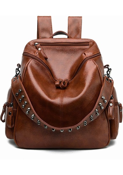 Küçük Taze Büyük Kapasiteli Basit Perçin Omuzdan Askili Kadın Sedefli Inek Derisi Desen Kadın Tek Omuzdan Askili Çantası (Yurt Dışından)