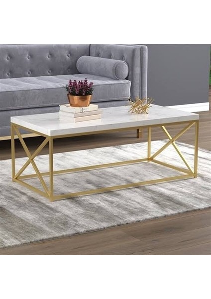 Orta Sehpa Ogem Çapraz Model Metal Transmisyon Çelik Gold Renk Kaplama El Yapım