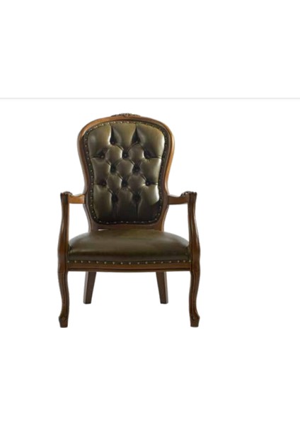 Sandalye ST Zus177 Kapitone Model Sırtlık Kayın Retro Ayak Ceviz Renk Suni Deri