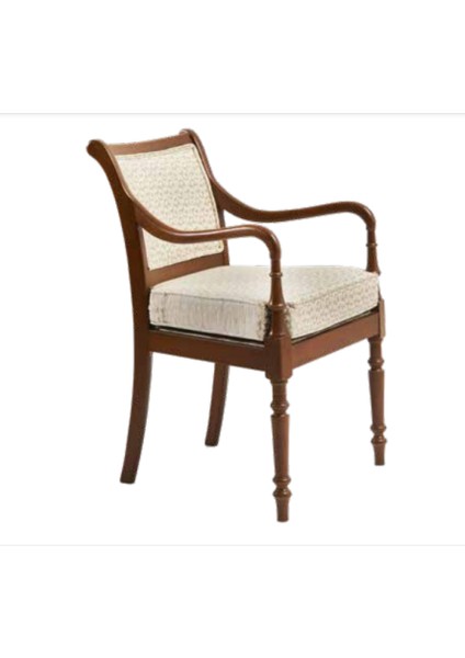 Sandalye Zus167 Torna Ayak Model Kayın Retro Ayak Parlak Ceviz Renk Desenli Şönil Kumaş El Yapım
