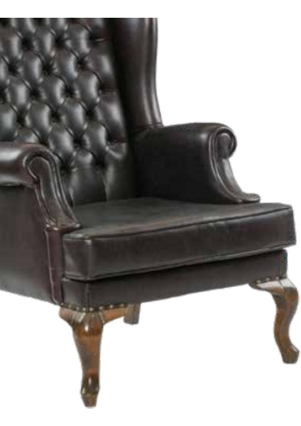 Sandalye ST Zus181 Kapitone Model Oyma Ayak Retro Ayak Ceviz -Siyah Suni Deri