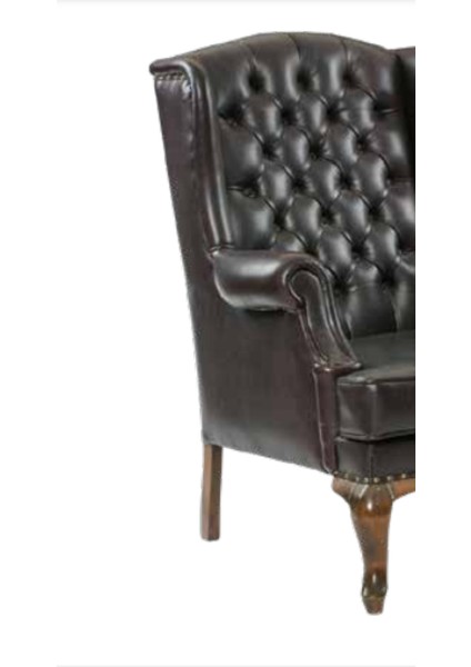 Sandalye ST Zus181 Kapitone Model Oyma Ayak Retro Ayak Ceviz -Siyah Suni Deri