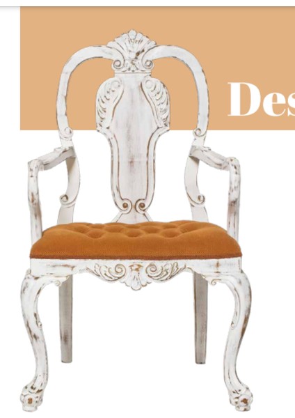 Sandalye ST Zus176 Klasik Model Oyma Sırtlık-Ayak Kayın retro Ayak eskitme Beyaz