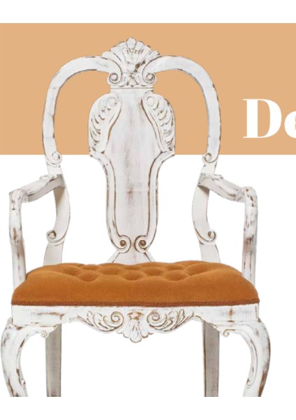 Sandalye ST Zus176 Klasik Model Oyma Sırtlık-Ayak Kayın retro Ayak eskitme Beyaz
