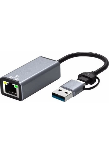 Blue Wings USB 3.0  Ethernet Dönüştürücü  2 In 1 Type-C & USB 3.0