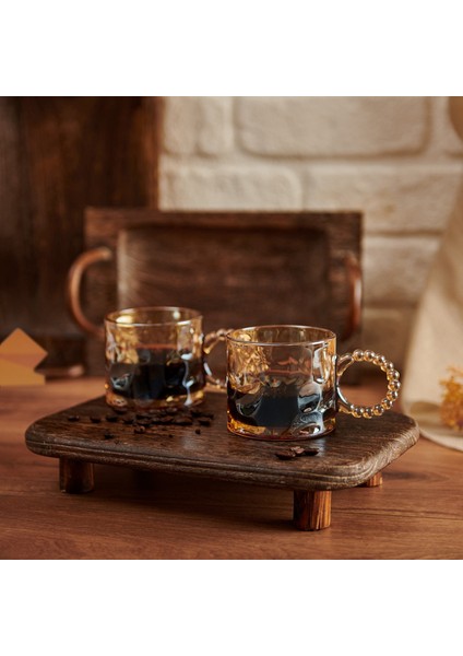 Ringo Stone Amber 2'li Cam Kupa - 325 ml