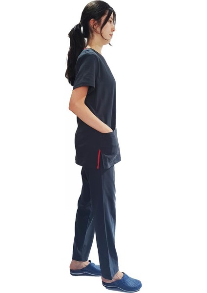 Emel Tekstil Doktor Terikoton Kadın Likralı Kumaş Koyu Lacivert Takım 4811 modelleri