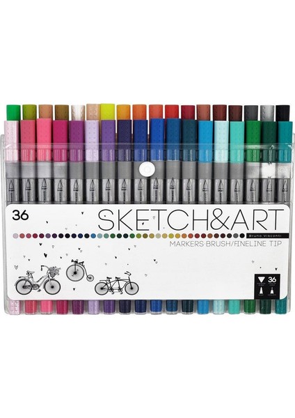 Sketch&art Çift Taraflı Brush Pen ve Fineliner Fırça Uç+ Ince Uç