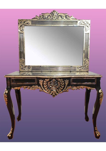 Dresuar Şehzade Kayın Aslan Ayak Parlak Eskitme Siyah Gold Varak Luks Oyma Elyapım fiyatları