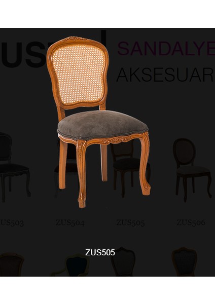 Sandalye ST 14201 Zus505-024 HASIR SIRT Model AVANGART Aslan ayak Anrasit El Yapı modelleri