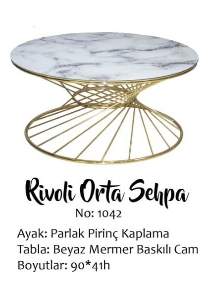 Brc Orta Sehpa Rivoli Model Beyaz Mermer Cam Metal Gold Renk Kaplam Ayak El Yapım fırsatları