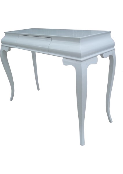 Dresur Dik Bombe Model Çekmece Kayın Avangart Aslan Ayak Parlak Beyaz El Yapım