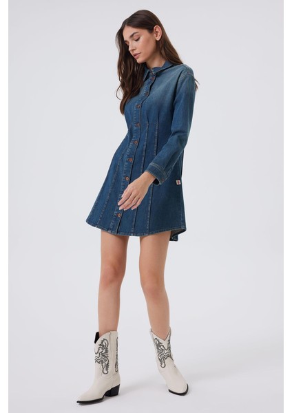 Brandy Kadın Jean Elbise Huelva Deep Blue