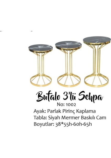 Brc Bufalo Zigon Model Siyah Mermer Temper Cam Gold Renk Kaplam Metal Ayak Elyapı