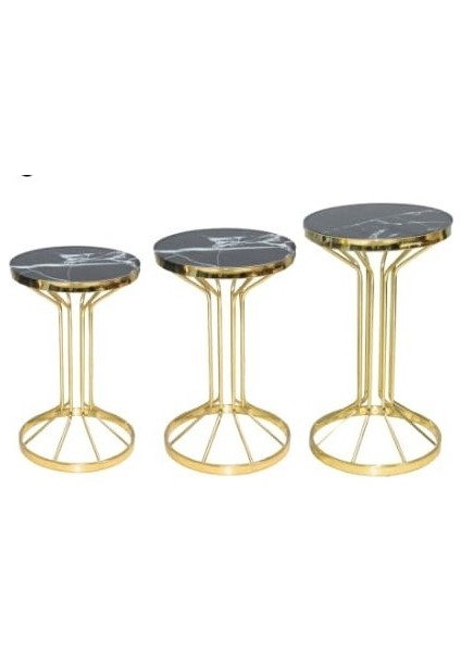 Brc Bufalo Zigon Model Siyah Mermer Temper Cam Gold Renk Kaplam Metal Ayak Elyapı