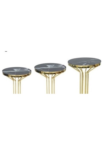 Brc Bufalo Zigon Model Siyah Mermer Temper Cam Gold Renk Kaplam Metal Ayak Elyapı