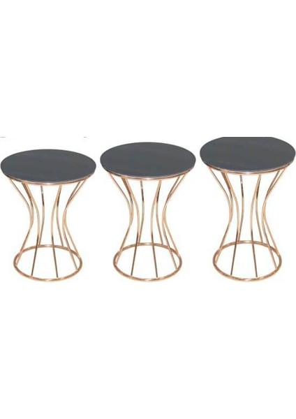 Brc Zigon Kumsaat Model Düz Siyah Tabla Metal Çelik Rose Renk Kaplama El Yapım