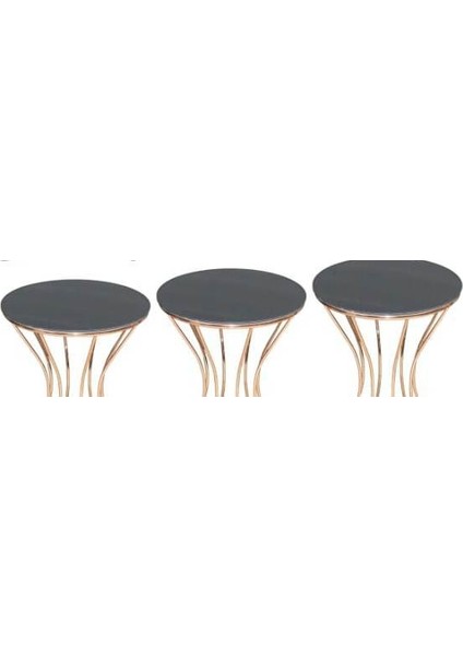 Brc Zigon Kumsaat Model Düz Siyah Tabla Metal Çelik Rose Renk Kaplama El Yapım