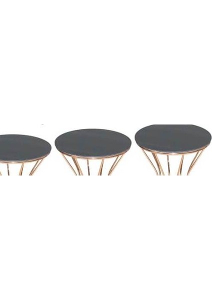 Brc Zigon Kumsaat Model Düz Siyah Tabla Metal Çelik Rose Renk Kaplama El Yapım