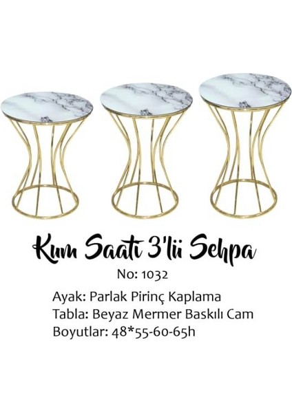 Brc Zigon Kumsaat Model Sehpa Mermer Desen Metal Çelik Gold Renk Kaplama El Yapım