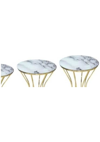 Brc Zigon Kumsaat Model Sehpa Mermer Desen Metal Çelik Gold Renk Kaplama El Yapım