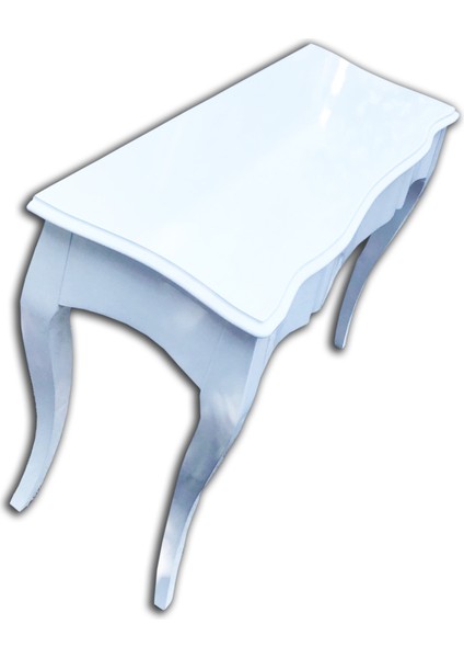 Dresuar Masa Çift Bombe Model Kayın Klasik Aslan Ayak Parlak Beyaz Boya El Yapım modelleri