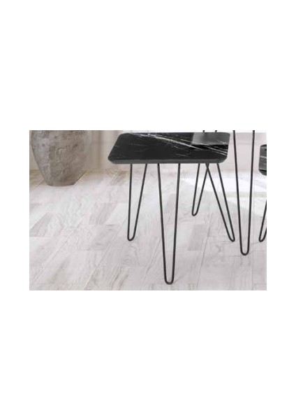 Zigon Osm Kare Model Sehpa Metal V Ayak Parlak Ahşap Mermer Tabla El Yapım