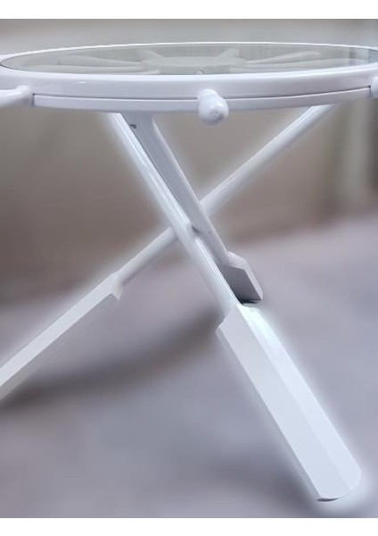 Orta Sehpa St Dümen Model Kayın Çapraz x Ayak Parlak Beyaz Lake Boya El Yapım