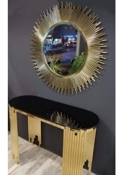 Dresuar Nice Güneş Model Metal Gold Renk Kaplama Yuvarlak Güneş Ayna El Yapım