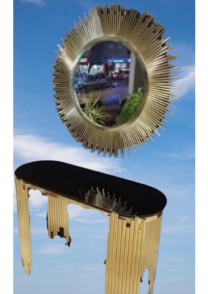 Dresuar Nice Güneş Model Metal Gold Renk Kaplama Yuvarlak Güneş Ayna El Yapım indirimleri