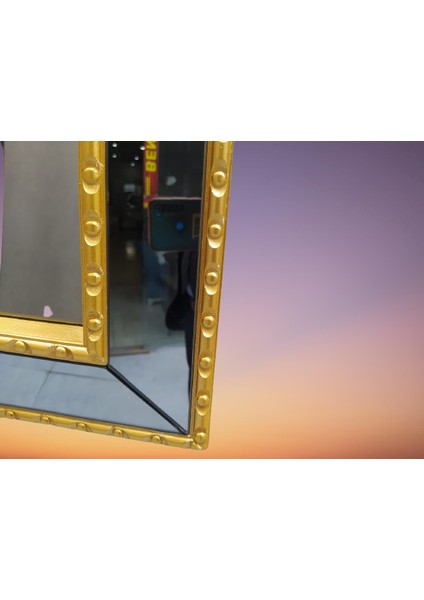 Ayna-Dresuar Hayal Model Parlak Gold Renk Kayın Torna Kutu Içinde Sevk El Yapım