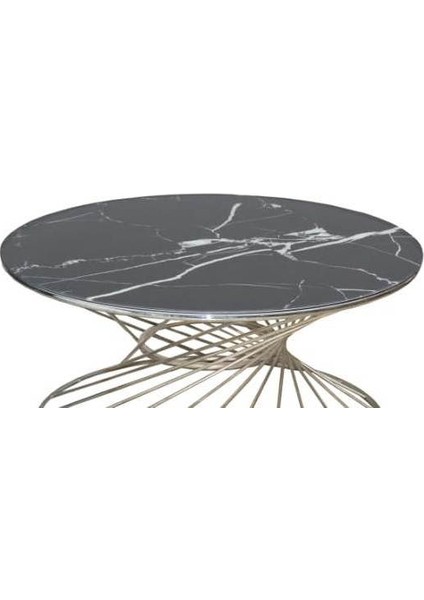 Brc Orta Sehpa Rivoli Model Siyah Mermer Cam Metal Çelik Gümüş Renk Kaplama Ayak El Yapım fiyatları