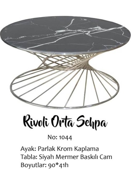 Brc Orta Sehpa Rivoli Model Siyah Mermer Cam Metal Çelik Gümüş Renk Kaplama Ayak El Yapım fırsatları