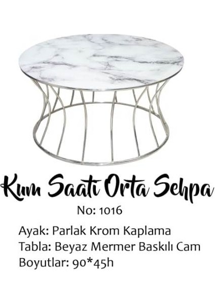 Brc Orta Sehpa Kum Saat Model Beyaz Mermer Temper Cam Metal Çelik Crom Renk Kaplam El Yapım fırsatları