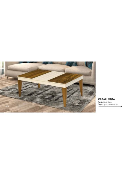 Orta Sehpa Osm Kasalı Klasik Model Parlak Ceviz Krem Kayın Ince Torna Retro Ayak El Yapım