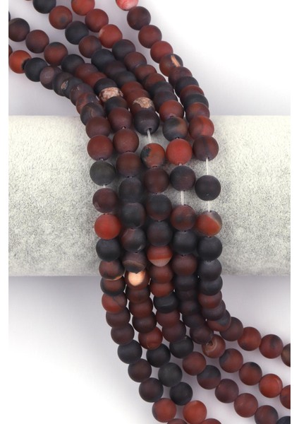 Siyah Mat Akik Doğal Taş Dizi 8 mm Küre Kesim