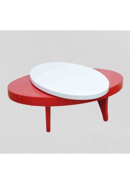 Orta Sehpa Döner Oval Inovatif Tarz Kayın Retro Ayak Mdf Tabla Parlak Beyaz Kırmız fiyatları