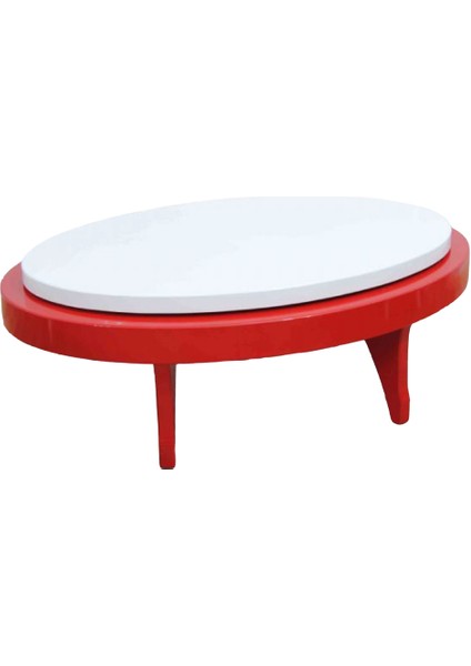 Orta Sehpa Döner Oval Inovatif Tarz Kayın Retro Ayak Mdf Tabla Parlak Beyaz Kırmız modelleri