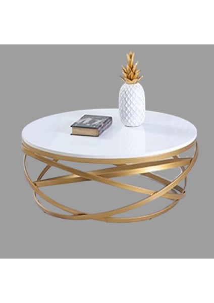 Orta Sehpa Zlf Dalga Metal Çelik Ayak Gold Renk Kaplama Beyaz Mdf Tabla El Yapım fiyatları