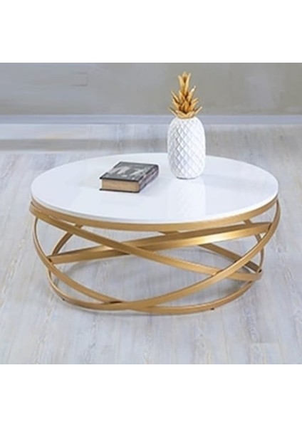Orta Sehpa Zlf Dalga Metal Çelik Ayak Gold Renk Kaplama Beyaz Mdf Tabla El Yapım modelleri