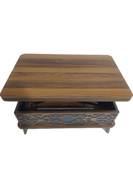 Akıllı Sihirli Sehpa Fonksiyonel Hem Masa Hem Orta Sehpa Hard Suntalem Koyu Ceviz Renk El Yapıma