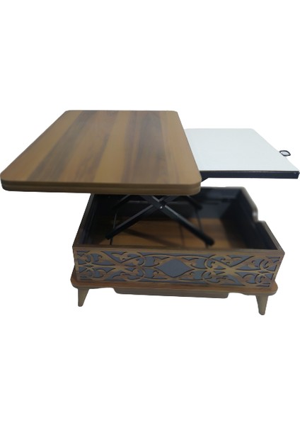 Akıllı Sihirli Sehpa Fonksiyonel Hem Masa Hem Orta Sehpa Hard Suntalem Koyu Ceviz Renk El Yapıma modelleri