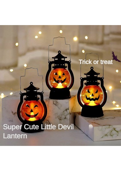 Cadılar Bayramı 3pcs Için Kuzey Dedeksyonu Olan Küçük Şeytan'ın Lampası Jack-O-Lantern Barı (Yurt Dışından)