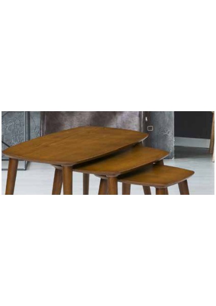 Zigon Osm Oval Model Sehpa Parlak Ceviz Nature Renk Kayın Ince Torna Retro Ayak