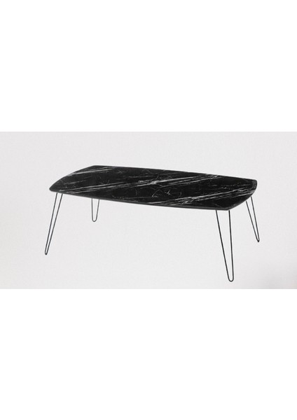 Orta Osm Oval Sehpa Metal Model Transmisyon V Ayak Siyah Mermer Kutu Sevk Elyapım