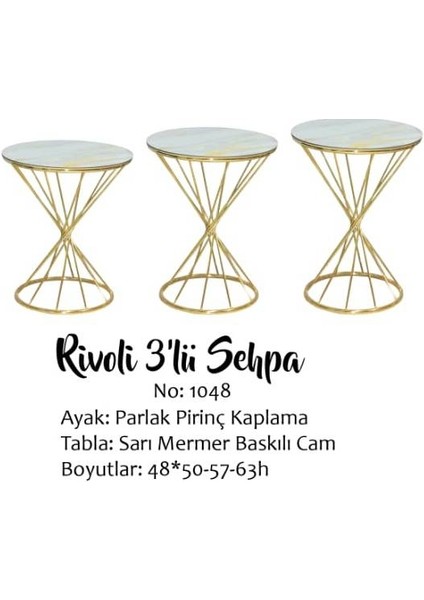 Brc Zigon Rivoli Model Beyaz Mermer Metal Gold Kaplama Ayak Kutu Sevk El Yapım