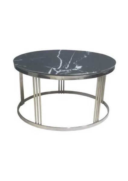 Brc Orta Sehpa C Model Siyah Mermer Temper Cam Metal Çelik Gümüş Renk El Yapım fırsatları