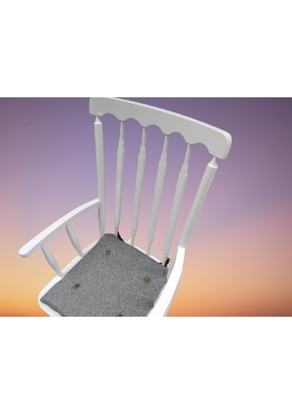 Sandalye ST Sallanan Bambu Kayın Retro Ayak Parlak Beyaz Lake kumaş minder Elyapı
